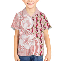 Samoa Teuila Family Matching Off Shoulder Short Dress and Hawaiian Shirt Pink Samoan Siapo Motifs