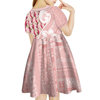 Samoa Teuila Kid Short Sleeve Dress Pink Samoan Siapo Motifs