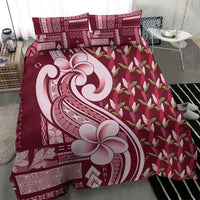 Samoa Teuila Bedding Set Maroon Samoan Siapo Motifs