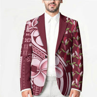 Samoa Teuila Blazer Maroon Samoan Siapo Motifs