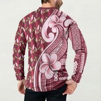 Samoa Teuila Button Sweatshirt Maroon Samoan Siapo Motifs