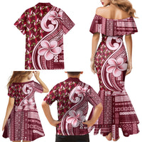 Samoa Teuila Family Matching Mermaid Dress and Hawaiian Shirt Maroon Samoan Siapo Motifs
