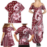 Samoa Teuila Family Matching Summer Maxi Dress and Hawaiian Shirt Maroon Samoan Siapo Motifs