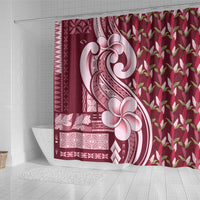 Samoa Teuila Shower Curtain Maroon Samoan Siapo Motifs