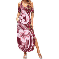 Samoa Teuila Summer Maxi Dress Maroon Samoan Siapo Motifs