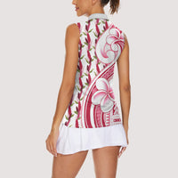Samoa Teuila Women Sleeveless Polo Shirt White Samoan Siapo Motifs