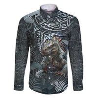 Hawaii Mo'o Lizard God Family Matching Long Sleeve Bodycon Dress and Hawaiian Shirt Polynesian Style