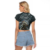 Hawaii Mo'o Lizard God Raglan Cropped T Shirt Polynesian Style