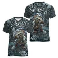 Hawaii Mo'o Lizard God Women V-Neck T-Shirt Polynesian Style LT05 - Polynesian Pride