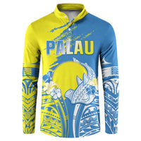 Palau Independence Day Button Sweatshirt Happy 30th Anniversary LT05 Blue - Polynesian Pride