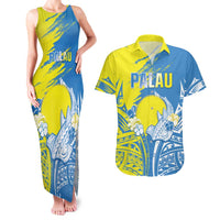 Palau Independence Day Couples Matching Tank Maxi Dress and Hawaiian Shirt Happy 30th Anniversary LT05 Blue - Polynesian Pride