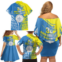 Palau Independence Day Family Matching Off Shoulder Short Dress and Hawaiian Shirt Happy 30th Anniversary LT05 - Polynesian Pride