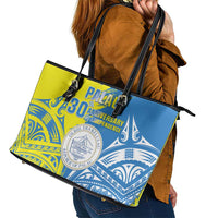 Palau Independence Day Leather Tote Bag Happy 30th Anniversary LT05 - Polynesian Pride