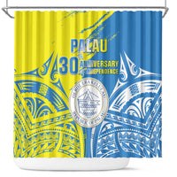Palau Independence Day Shower Curtain Happy 30th Anniversary LT05 Blue - Polynesian Pride