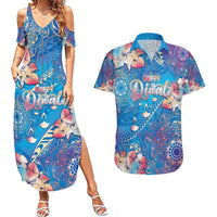 Happy Diwali Festival Couples Matching Summer Maxi Dress and Hawaiian Shirt Diya Lamp Rangoli With Polynesian Pattern