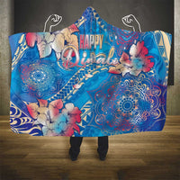 Happy Diwali Festival Hooded Blanket Diya Lamp Rangoli With Polynesian Pattern