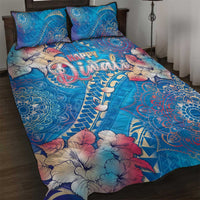 Happy Diwali Festival Quilt Bed Set Diya Lamp Rangoli With Polynesian Pattern