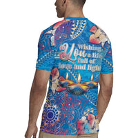 Happy Diwali Festival Rugby Jersey Diya Lamp Rangoli With Polynesian Pattern