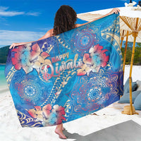 Happy Diwali Festival Sarong Diya Lamp Rangoli With Polynesian Pattern