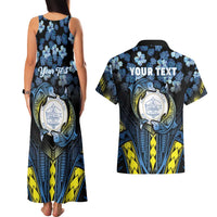 Personalised Palau Couples Matching Tank Maxi Dress and Hawaiian Shirt Polynesian Dolphin Tropical Hibiscus Style