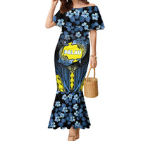 Personalised Palau Family Matching Mermaid Dress and Hawaiian Shirt Polynesian Dolphin Tropical Hibiscus Style