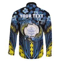 Personalised Palau Family Matching Off The Shoulder Long Sleeve Dress and Hawaiian Shirt Polynesian Dolphin Tropical Hibiscus Style