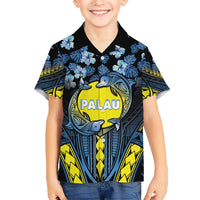Personalised Palau Family Matching Short Sleeve Bodycon Dress and Hawaiian Shirt Polynesian Dolphin Tropical Hibiscus Style