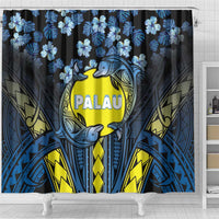 Palau Shower Curtain Polynesian Dolphin Tropical Hibiscus Style