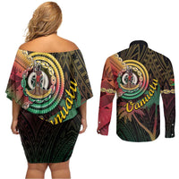 Vanuatu Espiritu Santo Island Couples Matching Off Shoulder Short Dress and Long Sleeve Button Shirt Beach Landscape