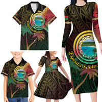 Vanuatu Espiritu Santo Island Family Matching Long Sleeve Bodycon Dress and Hawaiian Shirt Beach Landscape