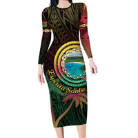 Vanuatu Espiritu Santo Island Family Matching Long Sleeve Bodycon Dress and Hawaiian Shirt Beach Landscape