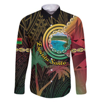 Vanuatu Espiritu Santo Island Family Matching Puletasi and Hawaiian Shirt Beach Landscape