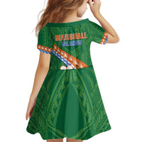 Personalised Marshall Islands Kwajalein Atoll Kid Short Sleeve Dress Polynesian Tribal Tattoo LT05 - Polynesian Pride