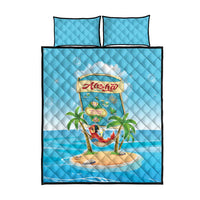 Aloha Hawaii Quilt Bed Set Funny Macaw Parrot Tropical Vibe