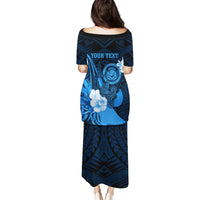 Personalised Hawaii State Motto Puletasi Hawaiian Tribal Blue Hammerhead Shark LT05 - Polynesian Pride