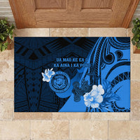 Hawaii State Motto Rubber Doormat Hawaiian Tribal Blue Hammerhead Shark LT05 - Polynesian Pride