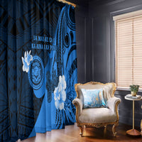 Hawaii State Motto Window Curtain Hawaiian Tribal Blue Hammerhead Shark LT05 - Polynesian Pride