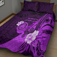 Hawaii State Motto Quilt Bed Set Hawaiian Tribal Purple Hammerhead Shark LT05 - Polynesian Pride