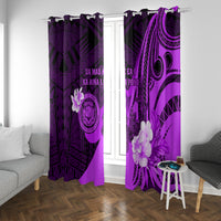 Hawaii State Motto Window Curtain Hawaiian Tribal Purple Hammerhead Shark LT05 With Grommets Purple - Polynesian Pride