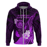 Personalised Hawaii State Motto Zip Hoodie Hawaiian Tribal Purple Hammerhead Shark LT05 Zip Hoodie Purple - Polynesian Pride