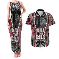 Aotearoa Waitangi Day Couples Matching Tank Maxi Dress and Hawaiian Shirt Maori Warrior Tribal Tattoo LT05 Black - Polynesian Pride