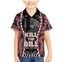 Aotearoa Waitangi Day Family Matching Mermaid Dress and Hawaiian Shirt Maori Warrior Tribal Tattoo LT05 Son's Shirt Black - Polynesian Pride