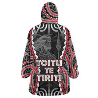 Aotearoa Waitangi Day Wearable Blanket Hoodie Maori Warrior Tribal Tattoo