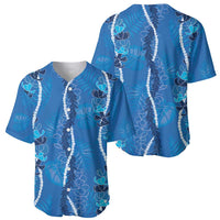 Hawaii Maile Lei Baseball Jersey With Blue Monstera Pattern LT05 - Polynesian Pride