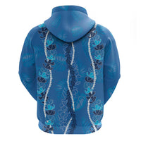 Hawaii Maile Lei Zip Hoodie With Blue Monstera Pattern LT05 - Polynesian Pride