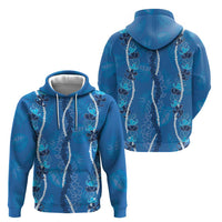 Hawaii Maile Lei Zip Hoodie With Blue Monstera Pattern LT05 - Polynesian Pride