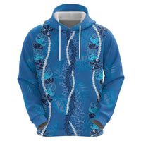 Hawaii Maile Lei Zip Hoodie With Blue Monstera Pattern LT05 - Polynesian Pride