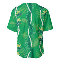 Hawaii Maile Lei Baseball Jersey With Green Monstera Pattern LT05 - Polynesian Pride