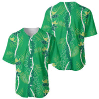 Hawaii Maile Lei Baseball Jersey With Green Monstera Pattern LT05 - Polynesian Pride