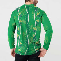 Hawaii Maile Lei Button Sweatshirt With Green Monstera Pattern LT05 - Polynesian Pride